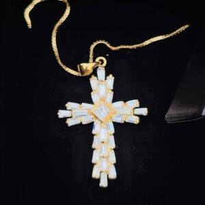Ross-Simons Vermeil St Taking Cross Pendant Necklace